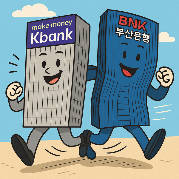 케이뱅크와 부산은행이 혁신금융서비스 지정을 통해 공동 신용대출 서비스에 나선다. 생성형AI로 이미지 제작.