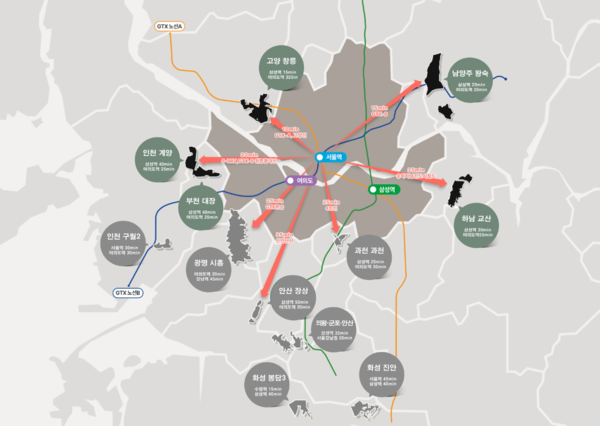 LH의 수도권 3기 신도시 입지 (자료 : LH)