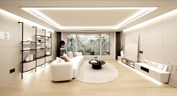 SM스틸 건설부문이 시행·시공해 광주광역시 동구 산수동 산 67-23번지 일원에 공급하는 '무등산 경남아너스빌 디원'의 거실. SM스틸 제공