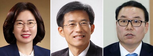 이재명 대통령은 13일 차관급 추가 인선을 발표했다. 왼쪽부터 이미선 기상청장, 방용승 민주평화통일자문회의 사무처장, 정한중 소청심사위원회 위원장. 대통령실 제공. 연합뉴스. 