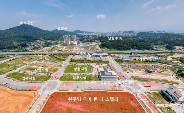 우미건설이 강원도 원주시 무실동 2006번지 남원주역세권 AC-5블록에 선보이는 ‘원주역 우미 린 더 스텔라’의 입지. 김태현 기자(우미건설 제공)