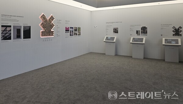 ◇'서면 써밋 더뉴' 견본주택 내에 설치된 단지 내 여러 시설의 안내. (사진=이준혁 기자)