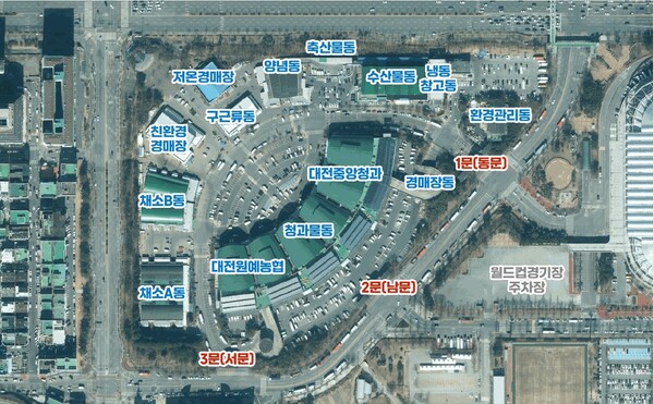 노은도매시장 배치도. 대전시 제공.