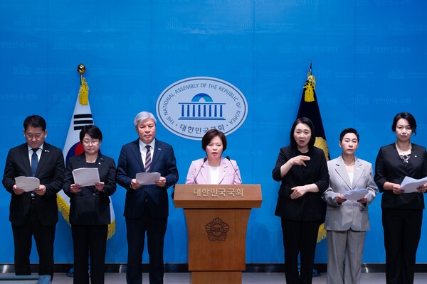 조국혁신당은 2일 오전 국회 소통관에서 기자회견을 열고 '완전한 내란종식을 위한 국민의힘 국회의원 내란범죄 혐의 수사 촉구 결의안'을 발의했다. 정춘생 의원 페이스북. 