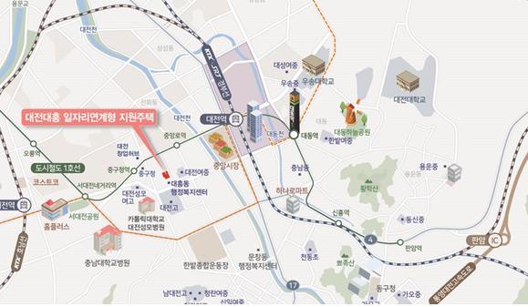 대전대흥 일자리연계형 행복주택 위치도. LH 대전충남지역본부 제공.