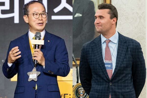 KB 양종희 회장(왼쪽)과 보 하인스 테더 USAT CEO. 보 하인스 SNS 'X' 캡처.