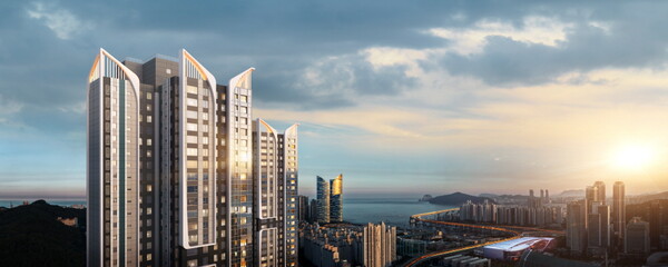 ◇부산 우동2구역 개발 아파트 단지인 '베뉴브 해운대' 고층 세대는 해운대와 광안리의 조망이 모두 가능할 것으로 보인다. (사진=삼한종합건설)