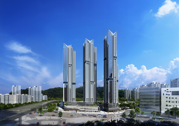 ◇부산 우동2구역 개발 아파트 단지인 '베뉴브 해운대' 투시도. (사진=삼한종합건설)