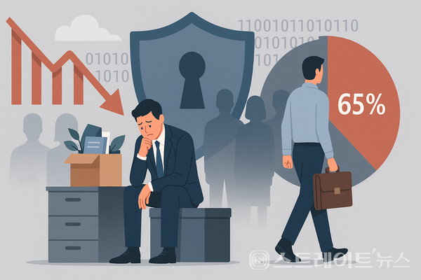 지난 1년간 정보보호 인력의 이탈을 경험한 기업이 전체의 절반을 훌쩍 넘는 것으로 나타났다. AI 그래픽. ⓒ스트레이트뉴스. 