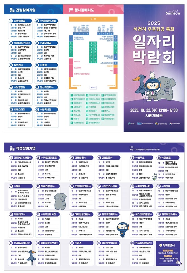 사천시 우주항공특화 일자리 박람회 행사 포스터.