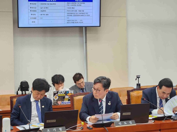 국정감사 질의중인 더불어민주당 안도걸 의워. 의원실. 