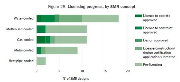 SMR 종류에 따른 라이센스 진행사항. 자료 NEA(Nuclear Energy Agency) 원자력기구. 최형두 의원실. 