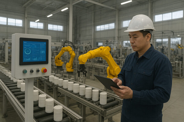 스마트팩토리 제조로봇 작업 모습.