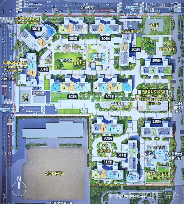 ◇'더샵 분당티에르원' 견본주택 내 전시된 단지배치도. (사진=이준혁 기자)