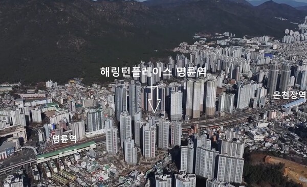진흥기업이 부산광역시 동래구 온천동 460-24번지 일원에 공급하는 ‘해링턴플레이스 명륜역’의 입지. 청약홈은 10일 특별공급을 시작으로 이 단지 청약 일정을 개시한다. 진흥기업