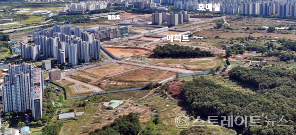 '수원 당수지구  M1·2 등 2개 블록에 84~103㎡의 공동주택이 들어설 HL디엔아이한라의 '서수원 에피트 센트럴마크'   건설현장. 