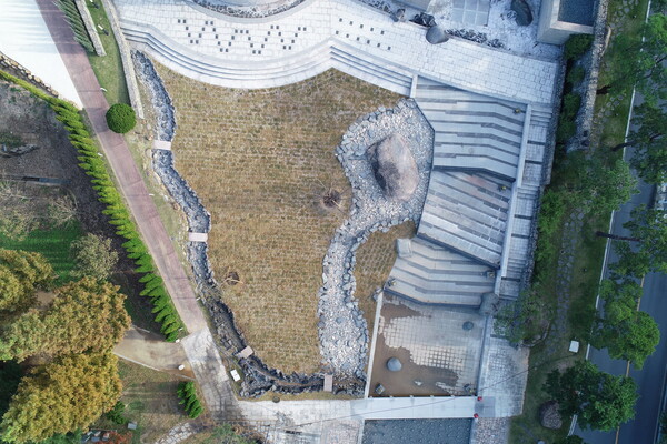 하늘에서 바라본 하동 송림공원 전경. 하동군 제공