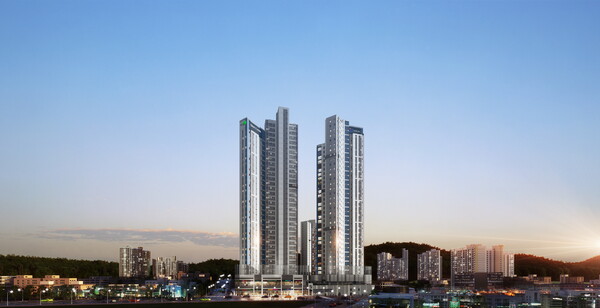 ◇‘울산 호수공원 에일린의 뜰’ 1단지·2단지 통합 투시도. (이미지=아이에스동서)